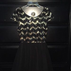 Black and gold sequin Chevron dress